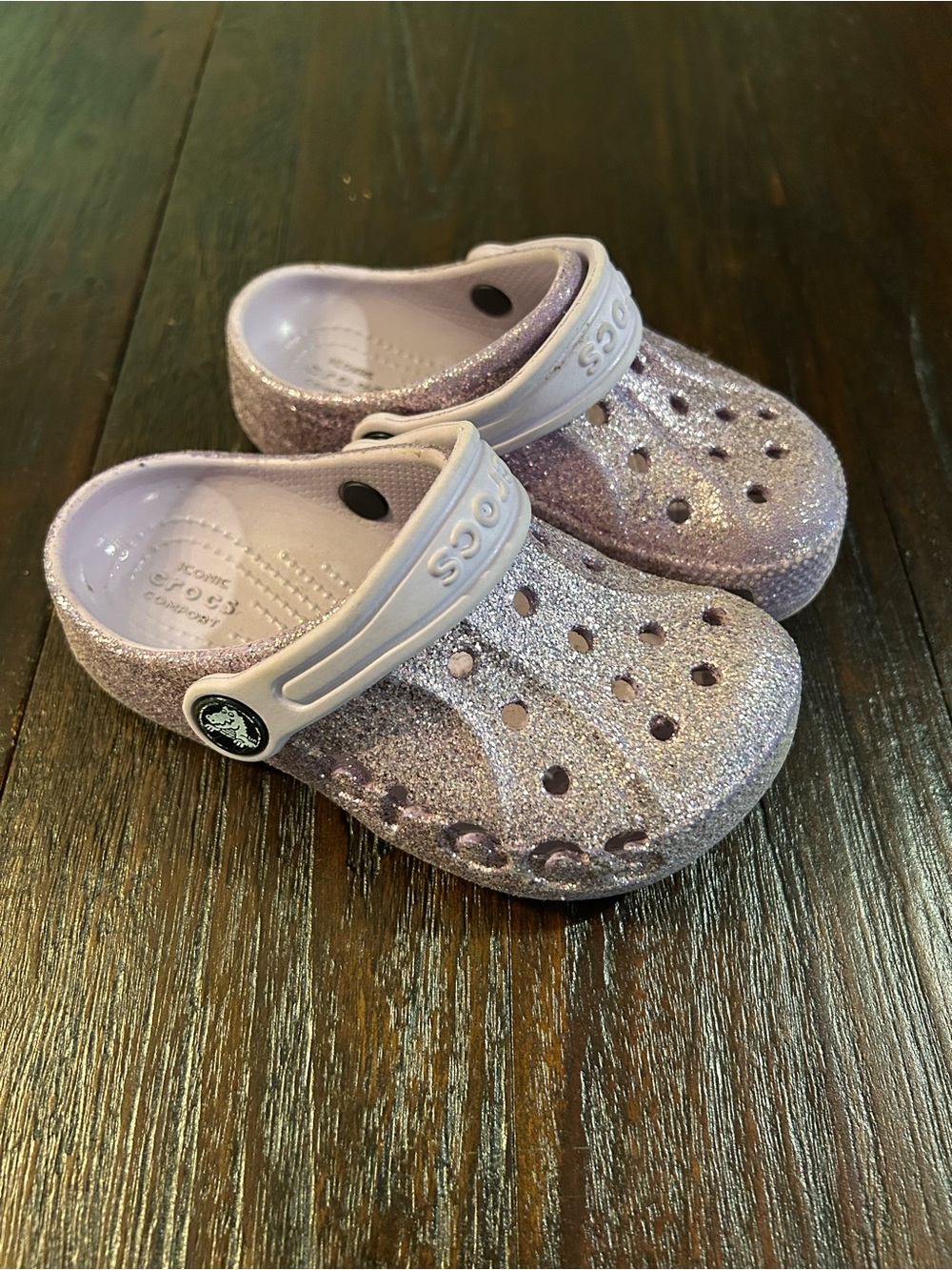 Crocs Baya Mixed Glitter Clog Girls Slip-On Clogs - Lavender Sparkle